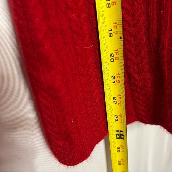 Vertical Design Red 100% Cashmere Cardigan Sweater Size Medium With Buttons - Picture 10 of 15